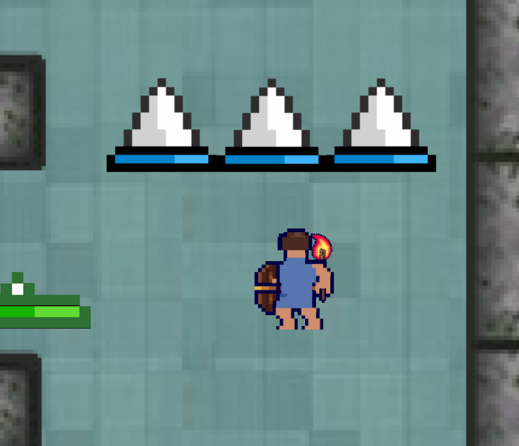 Une capture d'écran du jeu Minorun montrant un joueur devant un piège de piques