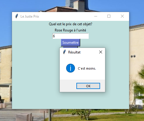 Image de l'écran si l'estimation du joueur est fausse