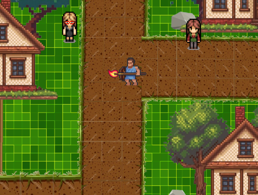 Une capture d'écran du jeu Minorun montrant le village